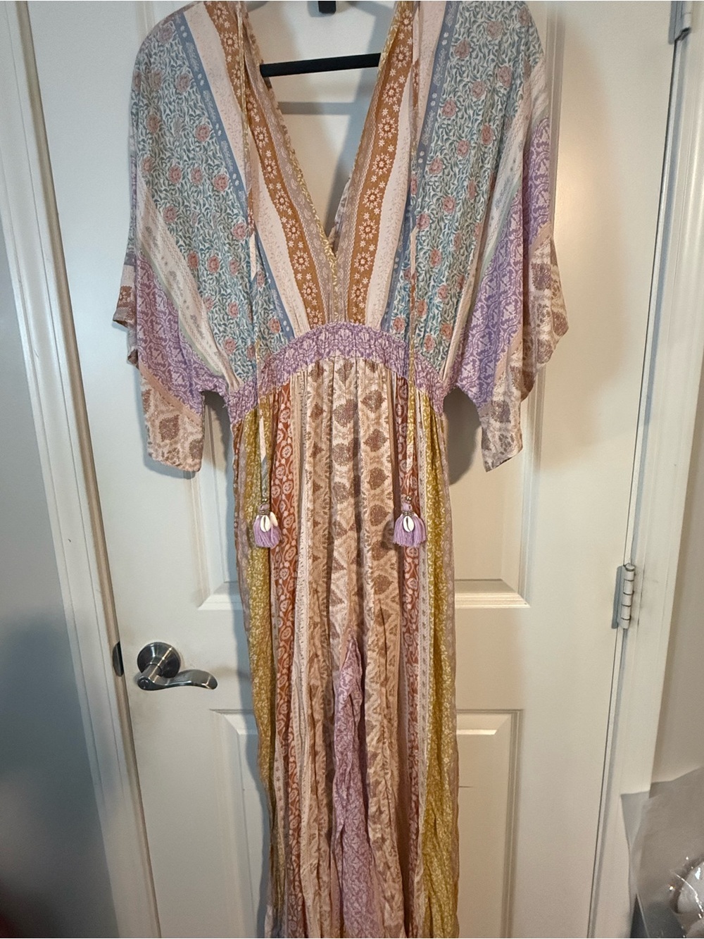 Boho Multi-Color Printed Maxi Jumpsuit Sz L /XL